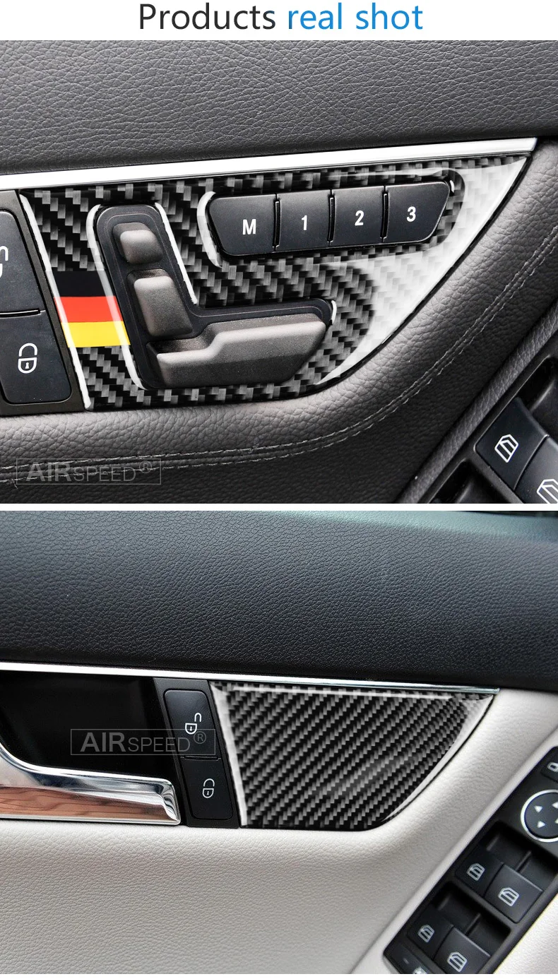 Airspeed Cabon Fiber for Mercedes Benz C Class W204 Accessories Car Seat Adjust Button Switch Panel Cover Stickers Interior Trim (6)