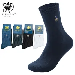 4 пар/лот 2018 Pier Polo новый стиль хлопковые носки мужские модные повседневные носки для экипажа бизнес вышивка осень зима мужские носки