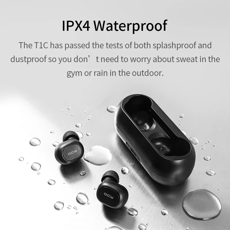 QCY QS1 Mini Dual V5.0 Bluetooth Earphones True Wireless Headsets 3D Stereo Sound Earbuds Dual Microphone With Charging box