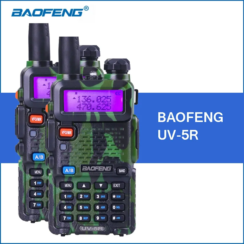 2 шт./лот Baofeng UV 5R камуфляжная рация 5 Вт VHF UHF Двухдиапазонная UV5R портативная