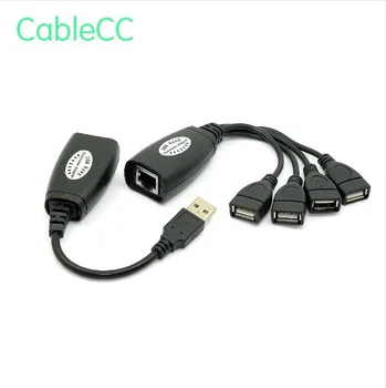 

USB Keyboard Mouse Over RJ45 CAT5E CAT6 Cable Extension Extender 4 Ports Hub Cable Adapter