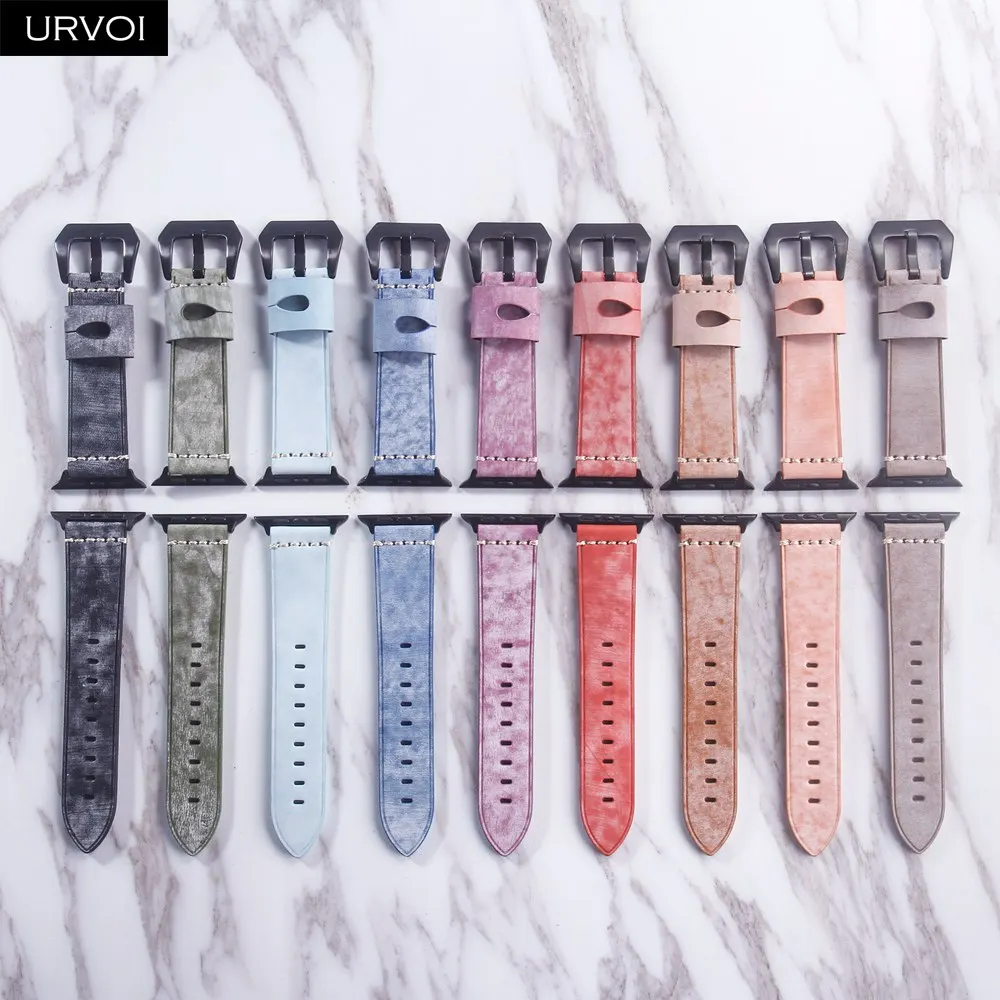 URVOI ремешок для apple watch series 6 5 4 3 2 1 SE прочный из натуральной кожи iwatch браслет белый