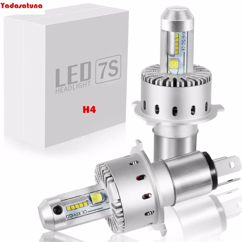 2Pcs All In One H4 LED Car Headlight Kit 7S 80W 12000LM 6500K Headlight Bulbs Automotive