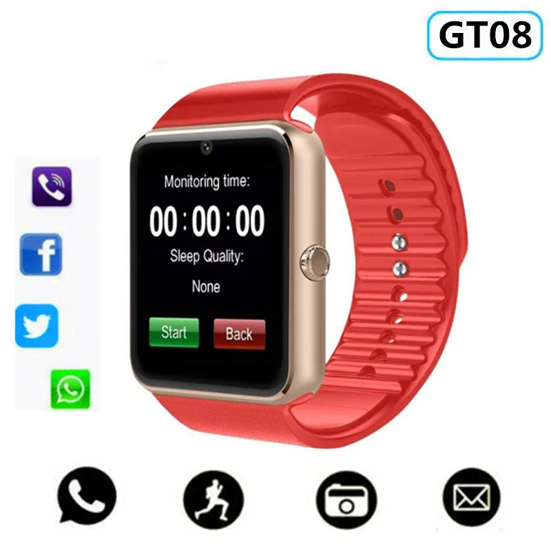 

GT08 Smart Watch Clock With Camera Sim TF Card Slot Push Message Bluetooth Connectivity Android Phone Better Than Women Watch