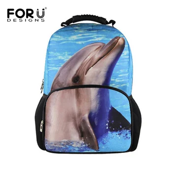 

FORUDESIGNS 3D Animal Men Backpack Dolphins Backpacks For Teenager Boys Casual Travel Big Bagpack Male Mochila Bolasa Rucksack