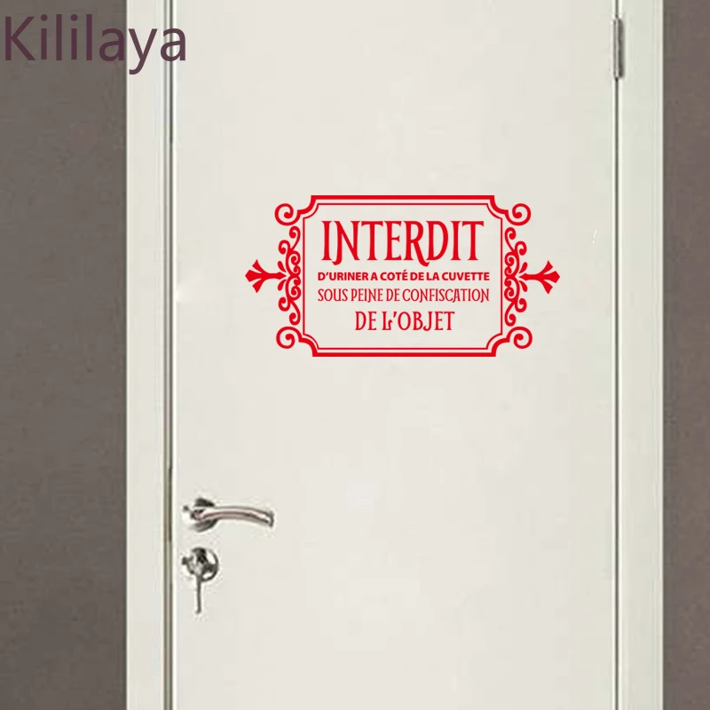 

Kililaya PVC Vinyl Wall Stickers Muraux Toilette Citation Interdit D'uriner Home WC Bathroom Door Sign Decor Wallpaper Posters