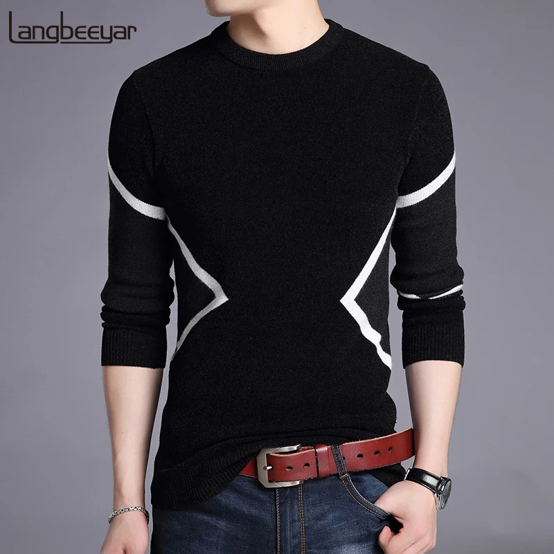 

2020 New Autumn Winter Brand Clothing Sweater Men Fashion Geometric Slim Fit Winter Pullover Men O Neck Knitted Sweater Men