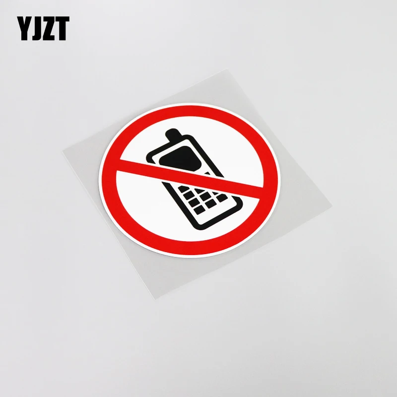 

YJZT 12.8CM*12.8CM Warning Prohibit Phoning Symbol Fun PVC Reflective Decal Car Sticker 13-0107