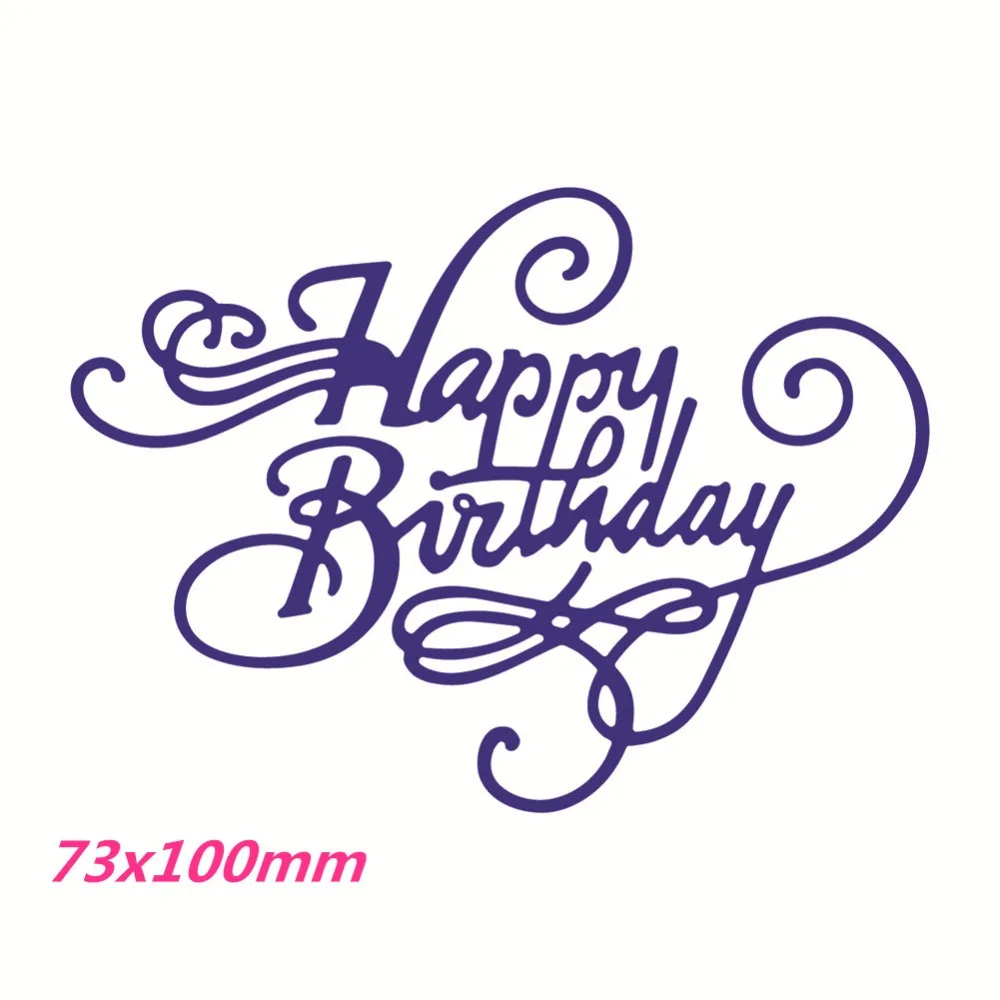 

73x100mm Happy Birthday Making Scrapbook Greeting Card Decoration Frame Metal Slotted Stencil for Embossing Pattern DIY