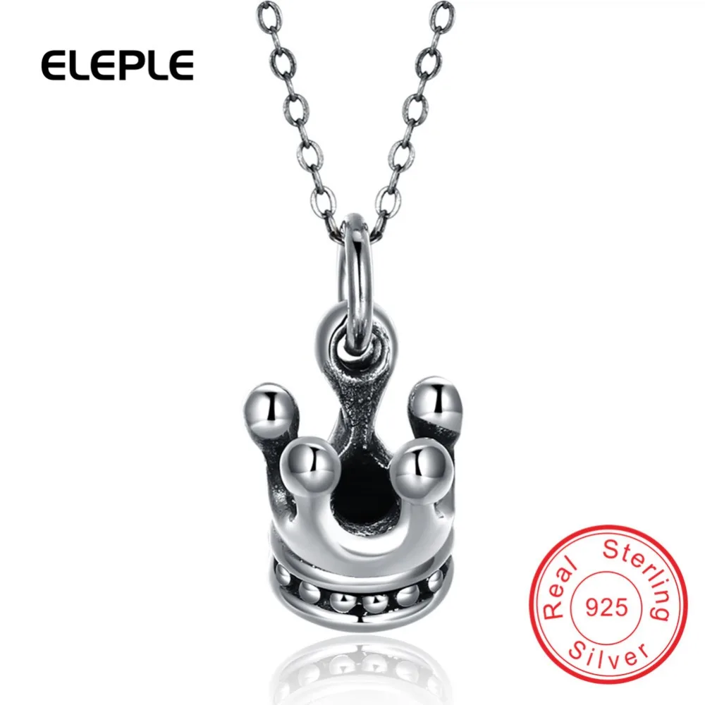 

Eleple Vintage Fashion crown shape Party Necklace For Women Girls Genuine 925 Sterling silver necklaces & pendants SVN207