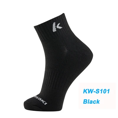 Бренд KAWASAKI, хлопковые мужские спортивные носки для бега, велоспорта, тенниса, дышащие носки высокого качества - Цвет: KW-S101Black