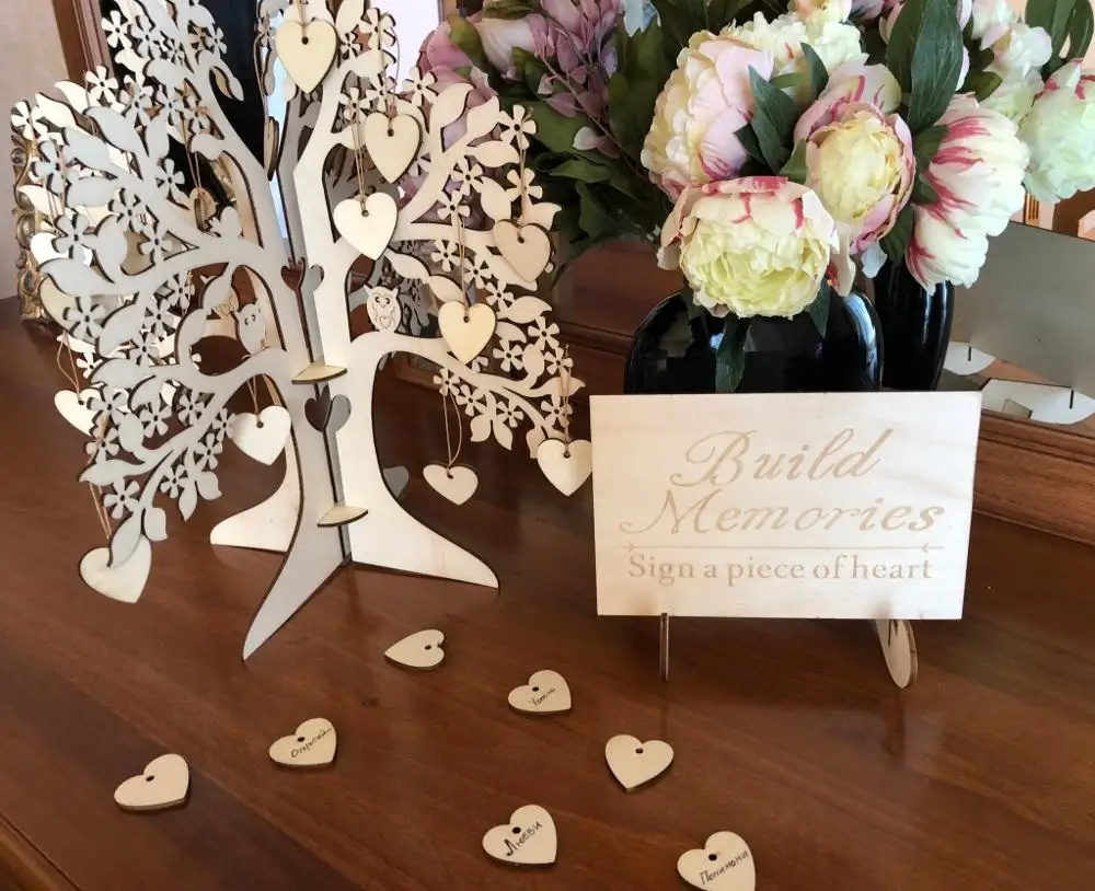 Wishing Tree Large Wooden Guest Book Alternative 3D Unique Guestbook Wedding Sign w Engraved Names Frameable Art Keepsake