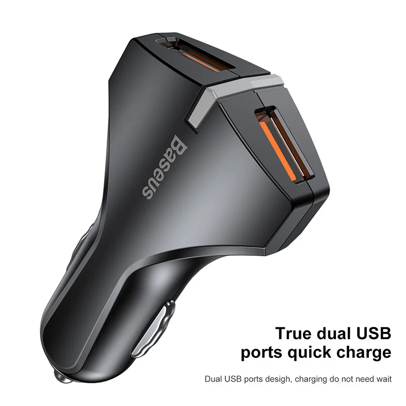 Baseus Quick Charge 3,0 Автомобильное зарядное устройство 5V3A QC3.0 турбо быстрая зарядка автомобильное зарядное устройство двойной USB Автомобильное зарядное устройство для мобильного телефона для iPhone7 X