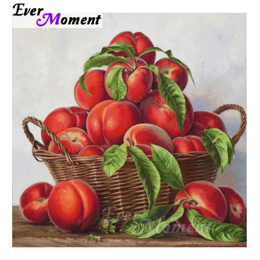 Ever Moment Full Square Resin Diamond Painting Peach Basket Fruit