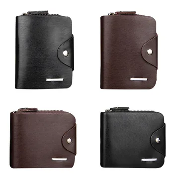 

Fashion Men Short Purse PU Leather Solid Color Zipped Hasp Clutch Money Bag Man Casual Wallet Card Holder 88 Best Sale-W