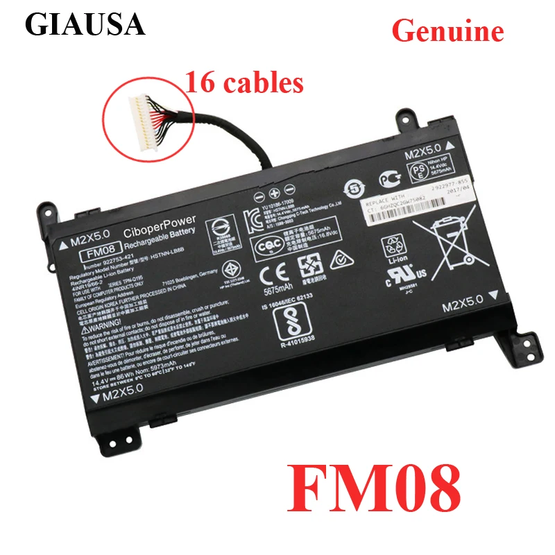 GIAUSA подлинный FM08 Аккумулятор для ноутбука HP OMEN 17-an013TX 17-an014TX TPN-Q195 HSTNN-LB8B 14 4 V 86WH |