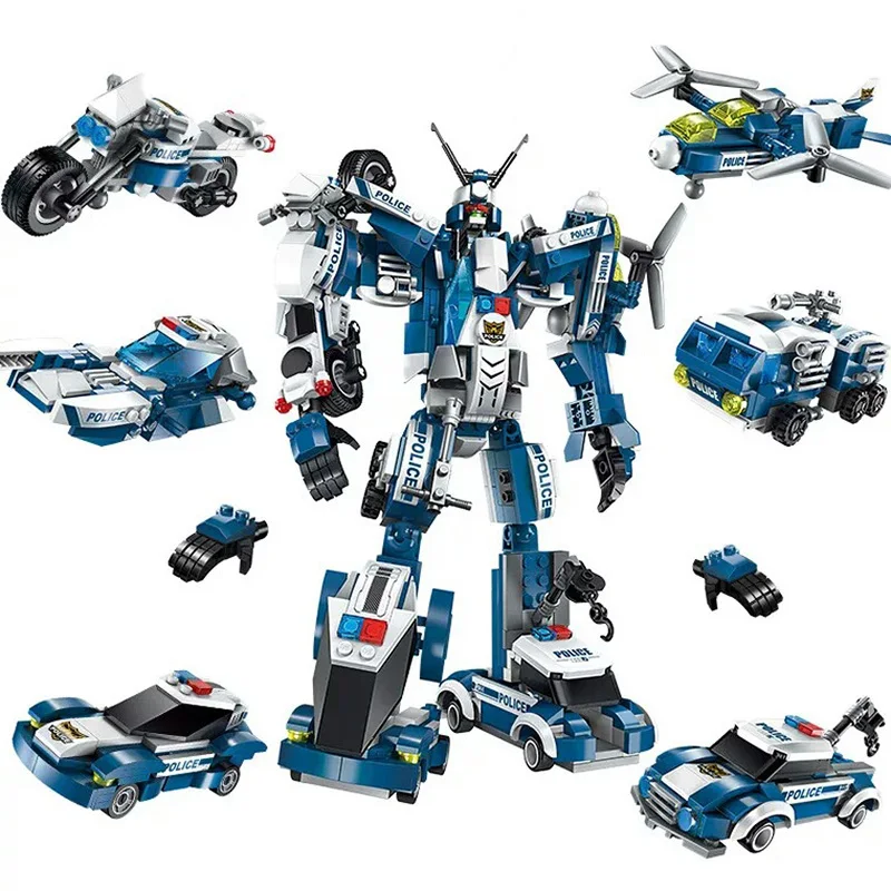 

Toys For Children 6 In 1 Deformation Robot Car Model Kit Diy Educational Assembled Building Blocks Brick Kids Birthday Gifts C17