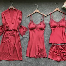 Сексуальный женский халат и халат, кружевной Халат+ Ночное платье, комплект из двух предметов для сна, Женский пижамный комплект, халат из искусственного шелка, женское белье