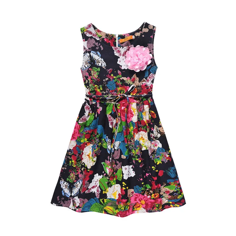 Summer Baby Girls Dress Next Sleeveless Vestidos Kids Clothes Flower