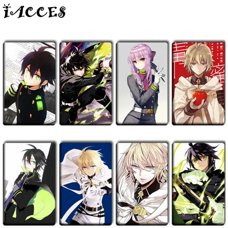 

18 pcs/lot Cool Seraph of the end Card Stickers Classic Toys Japanese Anime Mikaela Hyakuya DIY Bank Bus ID Card Stickers Gifts