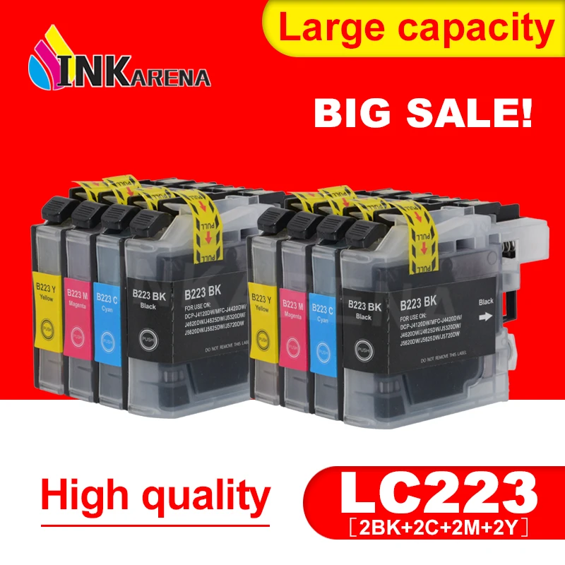 

LC 223 XL For Brother LC223 Ink Cartridge With Chip For J4420DW J4620DW J4625DW J5625DW J480DW J680DW J880DW Printer Cartridges