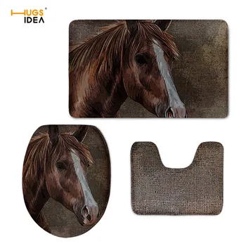 

HUGSIDEA 3D Animal Crazy Horse Toilet Cover Creative Bathroom Decor Toilet Seat Mat Warm Clean Washable Floor Rugs Carpets 2018