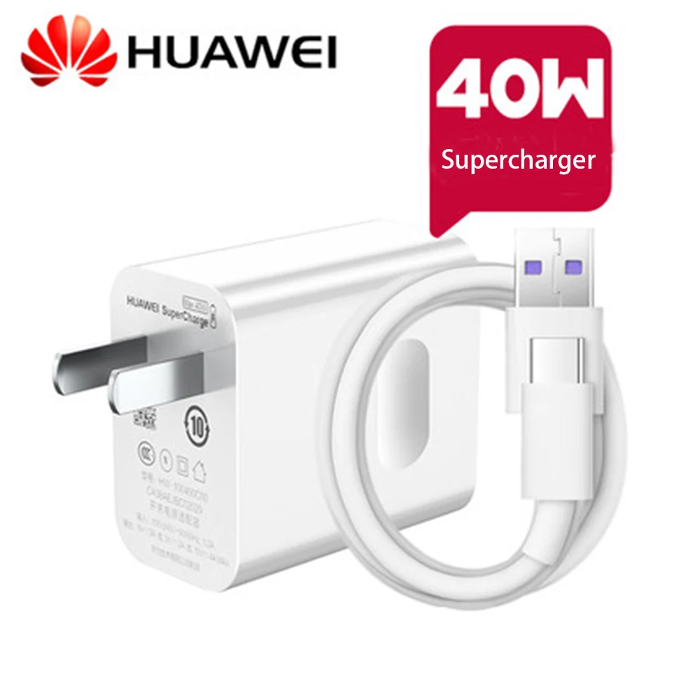 

Original FOR Huawei P30 Pro Charger 40W 10V/4A SuperCharge adapter Fast Charge 5A Type C Cable For Mate 20 10 pro Honor Magic 2