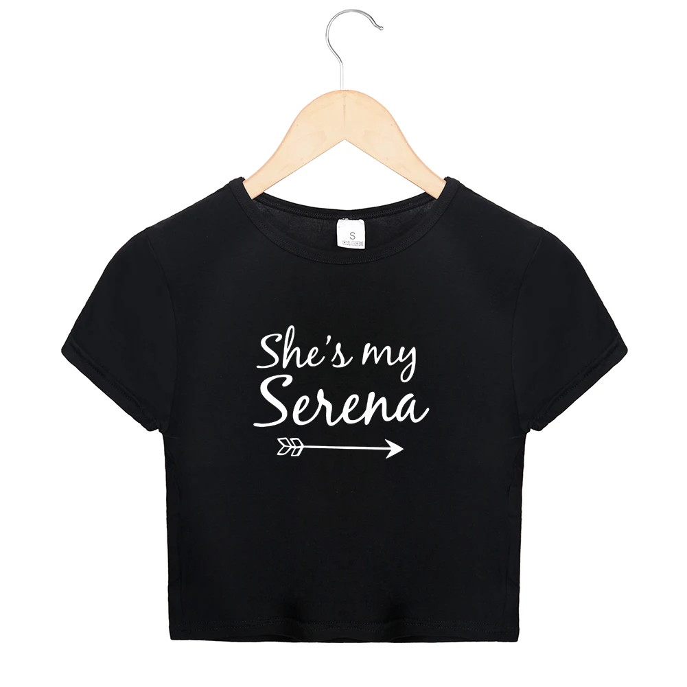 She's My Serena, She's My Blair Bff футболка Милая каваи Харадзюку женский топ обрезанная Студенческая хлопковая Футболка женская белая черная