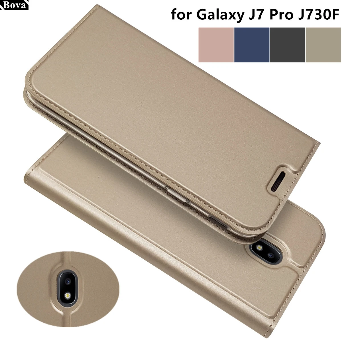 Ультратонкий флип чехол для Samsung Galaxy J7 Pro J730F J730G с магнитным притяжением телефона