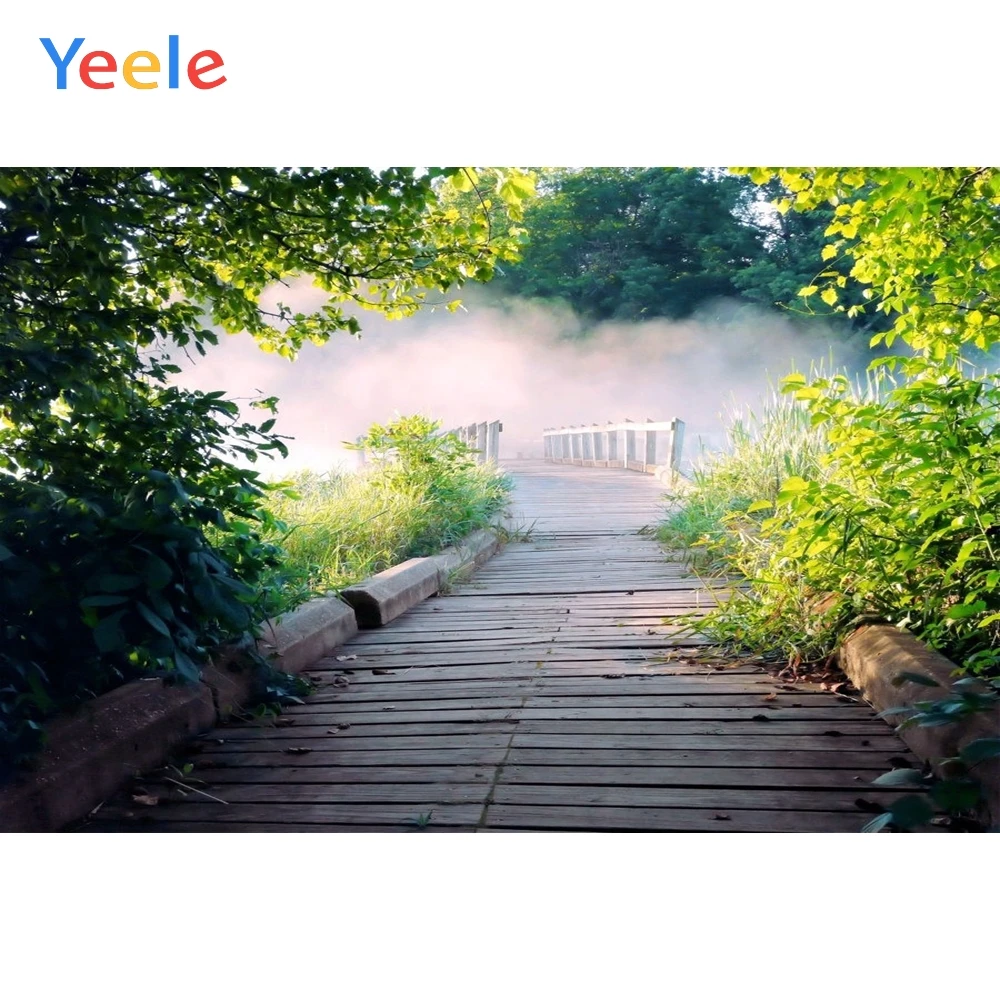 

Yeele Jungle Forest Fog Wood Bridge Photography Backgrounds Baby Birthday Custom Vinyl Photographic Backdrops For Photo Studio