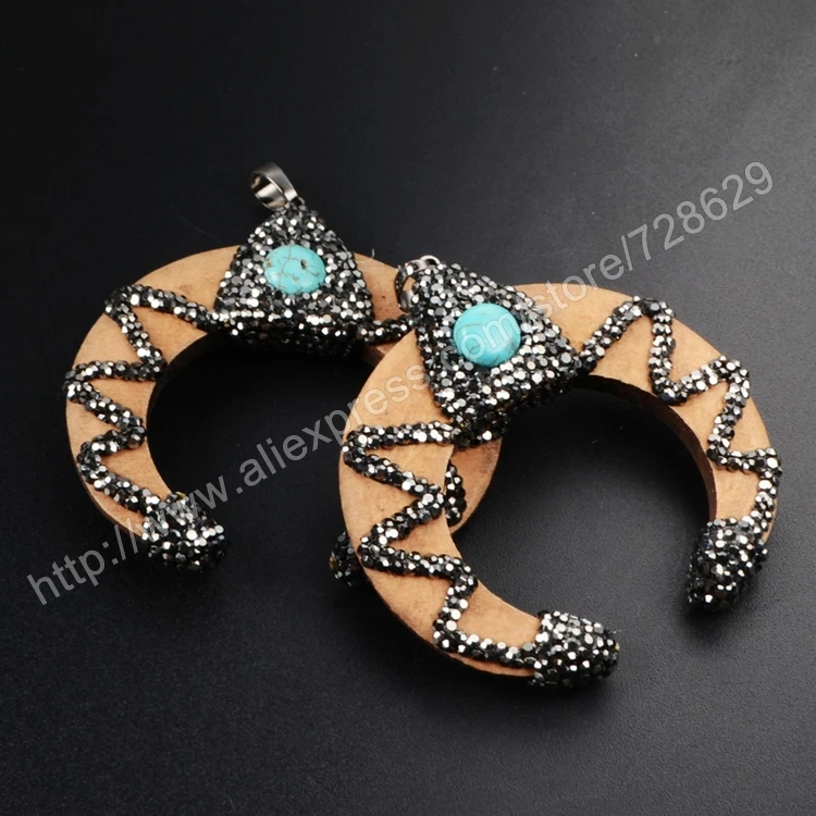 BOROSA 5 шт. Полумесяца Натуральный Коричневый Деревянный Двойной Рог Очарование