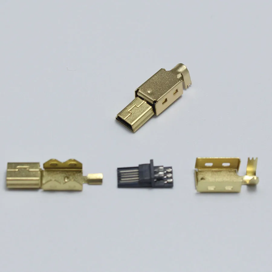 2 комплекта мини-usb 5PIN тип сварки штекер Позолоченные разъемы 4P USB Хвостовая розетка 3 в 1 DIY адаптер