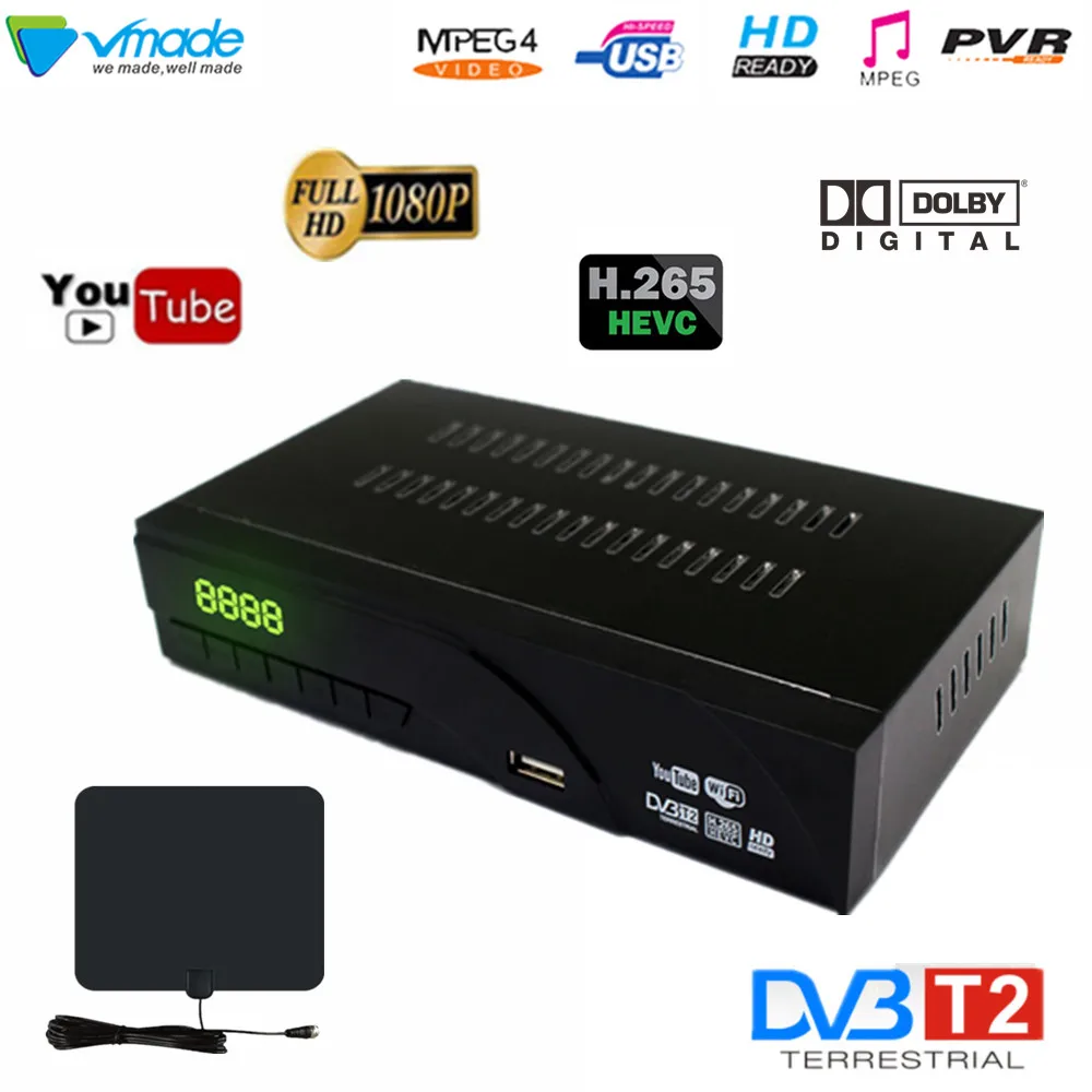 Горячая продажа в Европе DVB T2 цифровой наземный ТВ-тюнер с ТВ Scart 8943 H.265 Поддержка