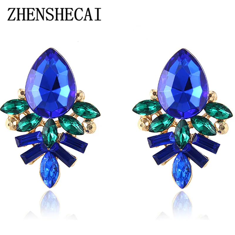 

Women's fashion stud earrings New arrival brand sweet metal with gems Handmade Rhinestone earring for girls e0199