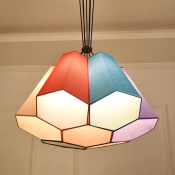 

Nordic Simple Mediterranean Japan Diy Fabric Hexagon Pendant Light Restaurant Bedroom Bar Dining Room Hanging Light Lamp