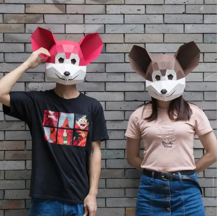 

3D Paper Mask Animal Head Molds DIY Handwork Full Head Mask Halloween Adult Party Costume Cosplay Funny Masks