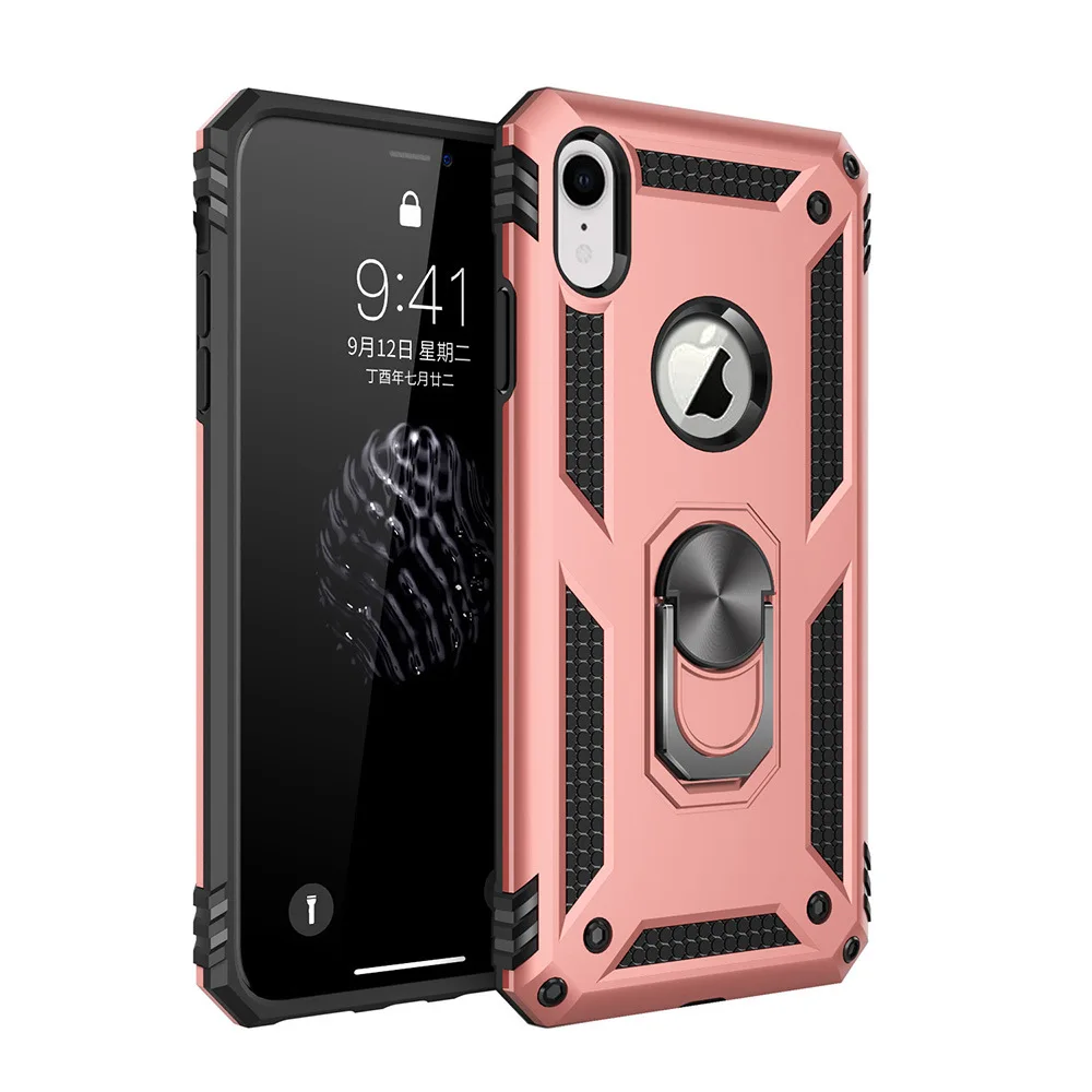 100 шт./лот, ударопрочный защитный чехол-подставка с кольцом для Iphone 11 pro max Xs max Xr X 8 7 plus