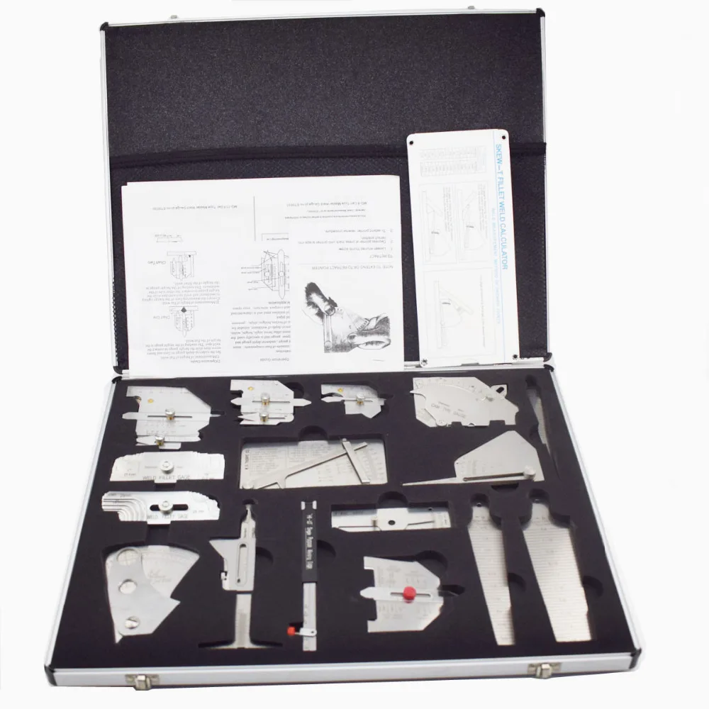 16pcs Welding Gauge Tool Kit With Brief Case Type Taper Gage HI LO Test