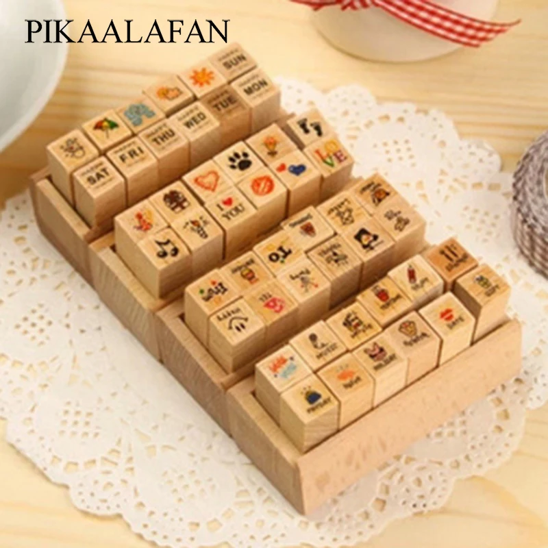 Pikaalafan 12 шт./компл. мультфильм шаблон деревянный набор штампов счастливую жизнь