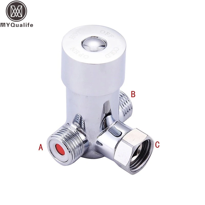 Chrome Faucet Diverter Valve Bathroom 1/2 Inch T adapter Three Way