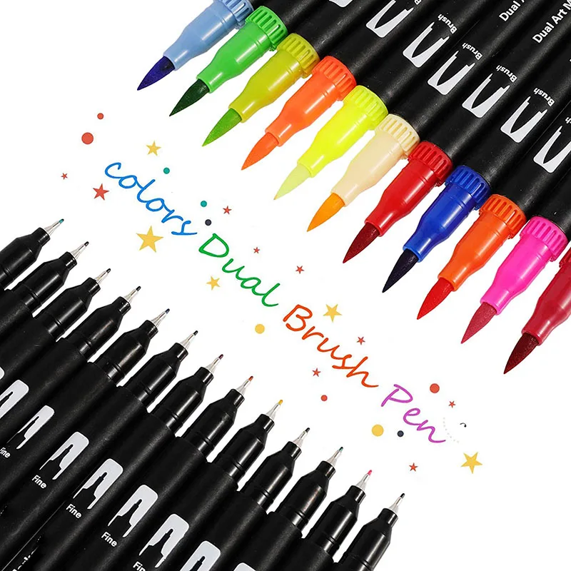 

12/24/36/48/72/100 Color Markers Colors Finecolour Brush Tipped Pen Office Accessories Markers Touch Marker Pen Set