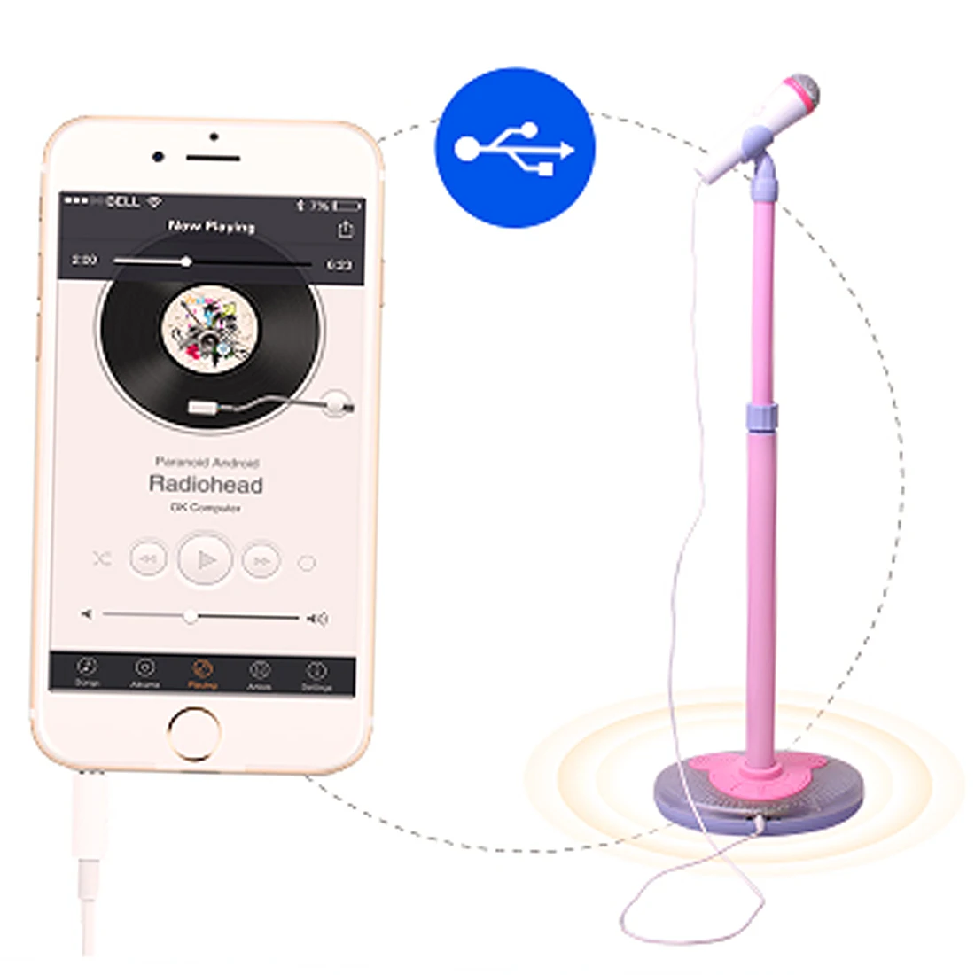 Brinquedo com Efeito de Luz Brinquedos para o Miúdo Crianças Karaoke Carrinho Microfone Ajustável Legal Música Aprendizagem Precoce Educação 19 High Quality Brinquedos e hobbies