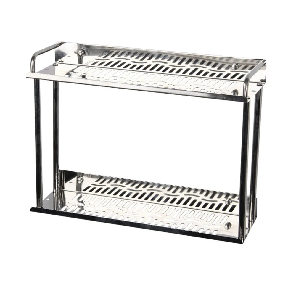 

Stainless Steel Double Layers Spice Rack Metal Kitchen Organizer Seasoning Jar Storage Shelf For Spices Drop sShipping