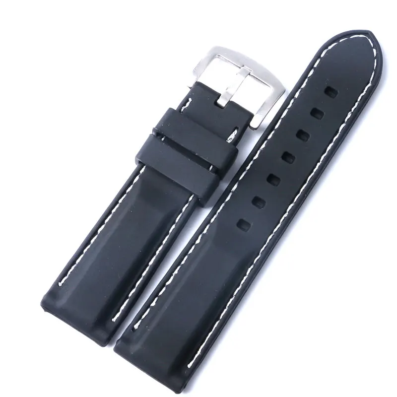 

20/22/24 mm New Fashion Watch Strap Durable Souple Sport Noir Caoutchouc De Silicone Bande De Montre Bracelet Watch Band JD0104