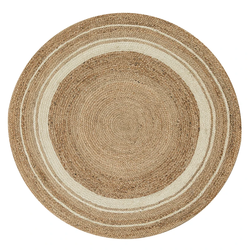 Handmade jute carpet round mat Living room bedroom coffee table study modern hemp doormat