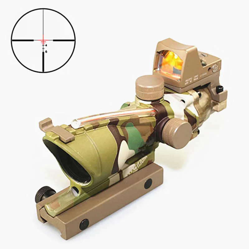 hunterking TA31 Style 4X32 Real Fiber Source Red Illuminated Sight Scope w/ RMR Micro Red Dot Wholesale Sports & Entertainment