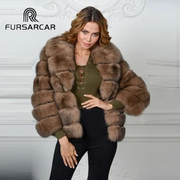 

FURSARCAR Winter Women Natural Real Fox Fur Whole Skin Genuine Leather Female Jacket 2019 NEW Thick Fox Fur Short Women Fur Coat