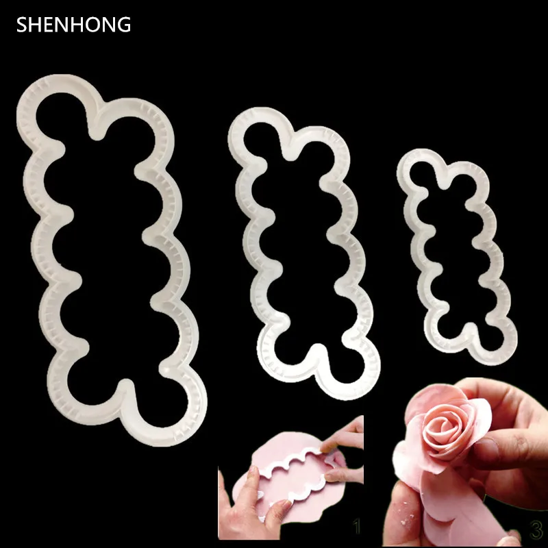 

3Pcs/Set 2016 New Rose Flower Cake Mold Cookie Cutter Fondant Cake Decorating Tools Sugarcraft Cutter Cake Baking Tool
