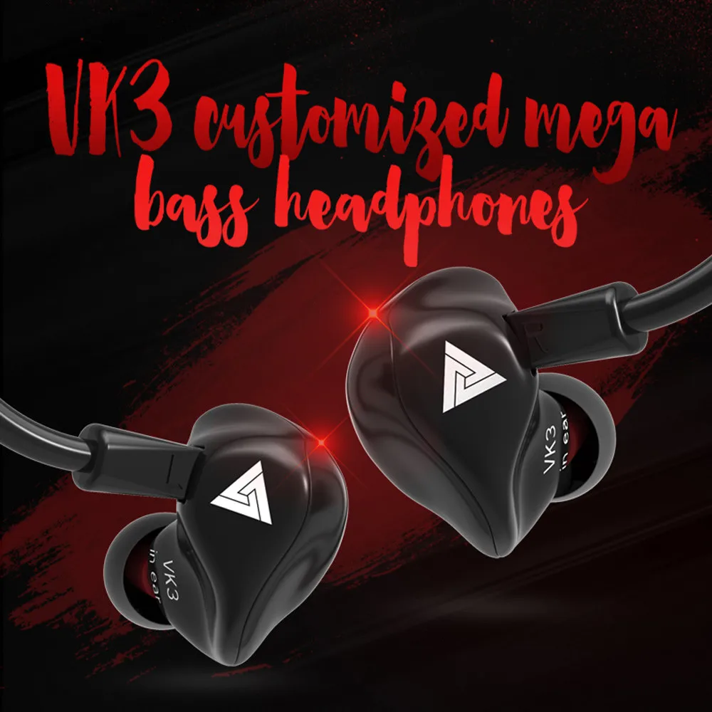 

QKZ VK3 Headphones With Mic In-Ear Earbud Earphone Headset Stereo Headset 3D stereo wired earphone Carbon black wire headset#5$