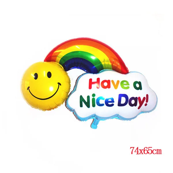 KAMMIZAD радужные шарики с улыбающимся лицом облако День рождения Свадебные аксессуары украшения юбилей гелиевые шары Прямая - Цвет: Rainbow smile SM01